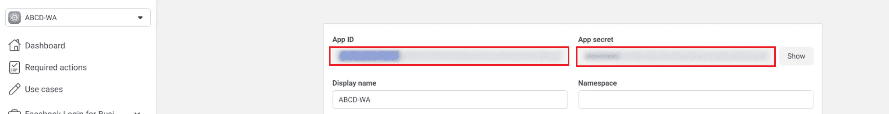 app id, app secret